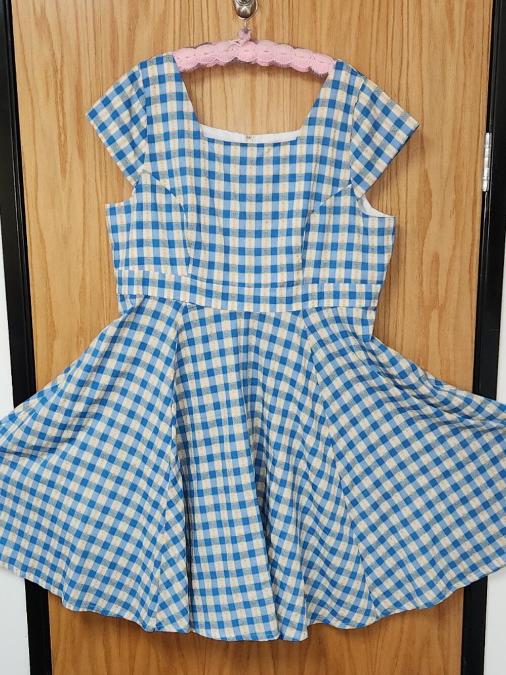 Magnolia Park Blue Gingham w/ Pink Dress NWT Unique Vintage Rockabilly Retro 3x